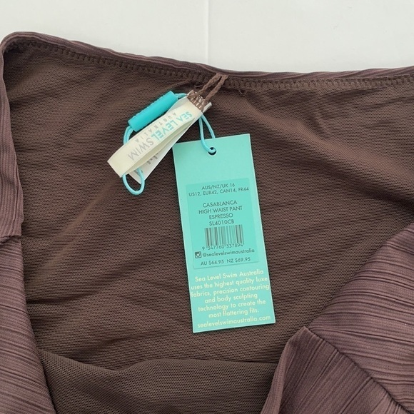 Sea level swim casablanca High waist bikini bottoms espresso US12 NWT - Picture 6 of 9